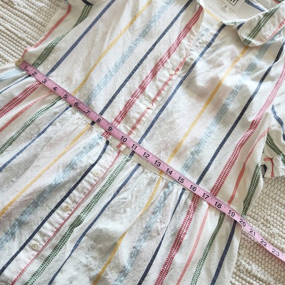 dRA Los Angeles Rainbow Striped Button Down Midi Dress 100% Cotton Size L - Picture 15 of 17